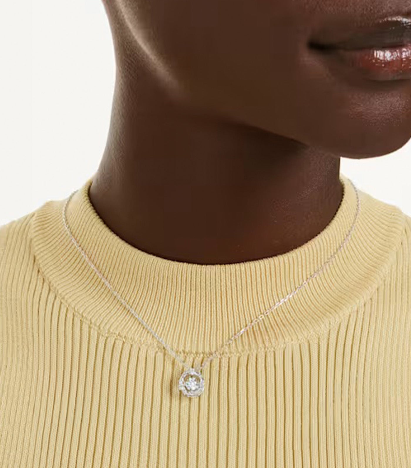 Constella Pendant Round Cut, Dancing Stone, Rhodium Plated, White