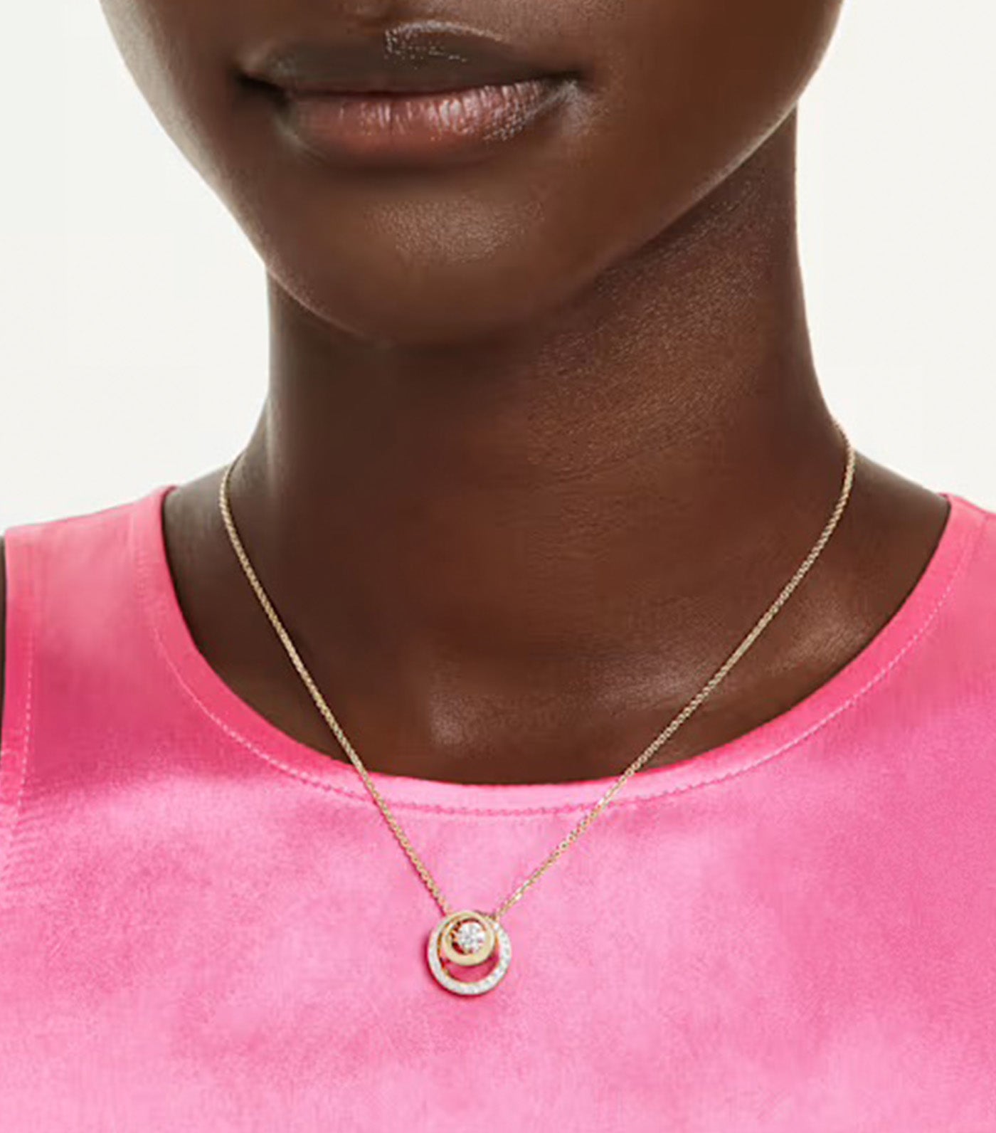 Hyperbola Pendant Round Cut, Gold-Tone Plated, White