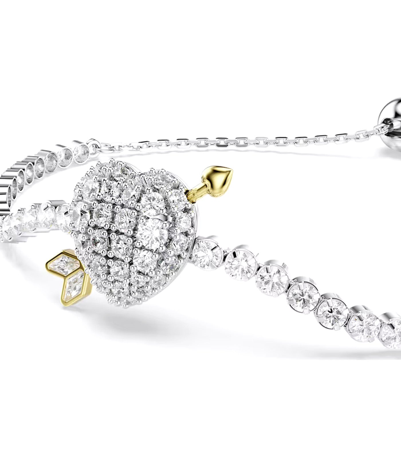 Idyllia Bracelet Mixed Cuts, Heart with Arrow, White, Rhodium Plated