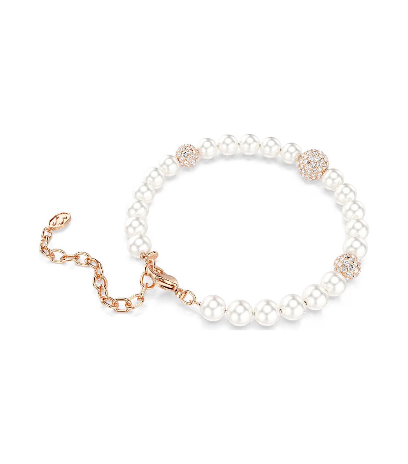 Matrix Bracelet Crystal Pearl, Round Cut, Rose Gold-Tone Plated, White