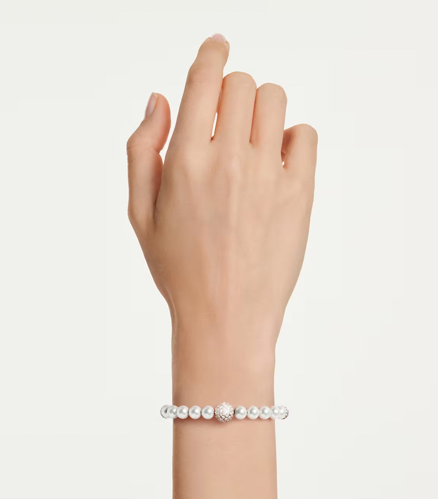 Matrix Bracelet Crystal Pearl, Round Cut, Rose Gold-Tone Plated, White