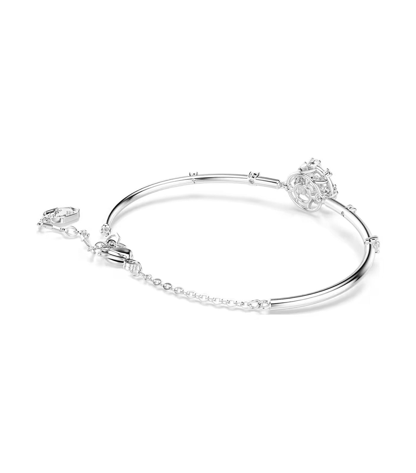 Constella Bangle Round Cut, Dancing Stone, Rhodium Plated, White
