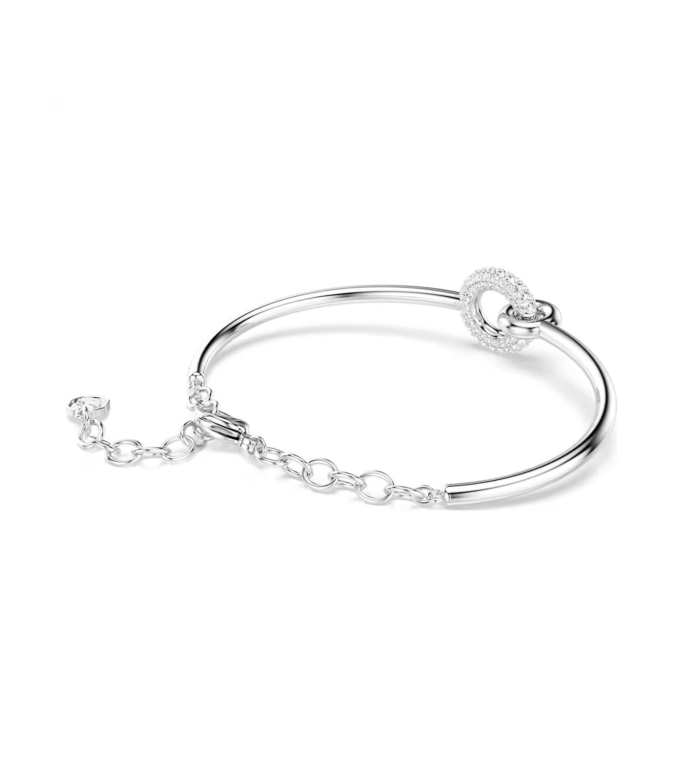 Dextera Bangle Round Cut, Rhodium Plated, White