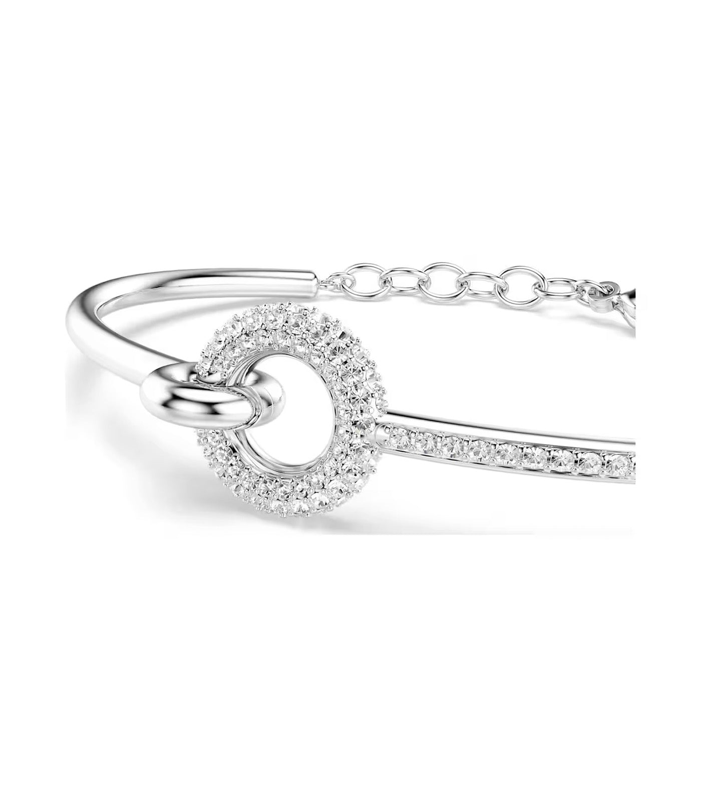 Dextera Bangle Round Cut, Rhodium Plated, White
