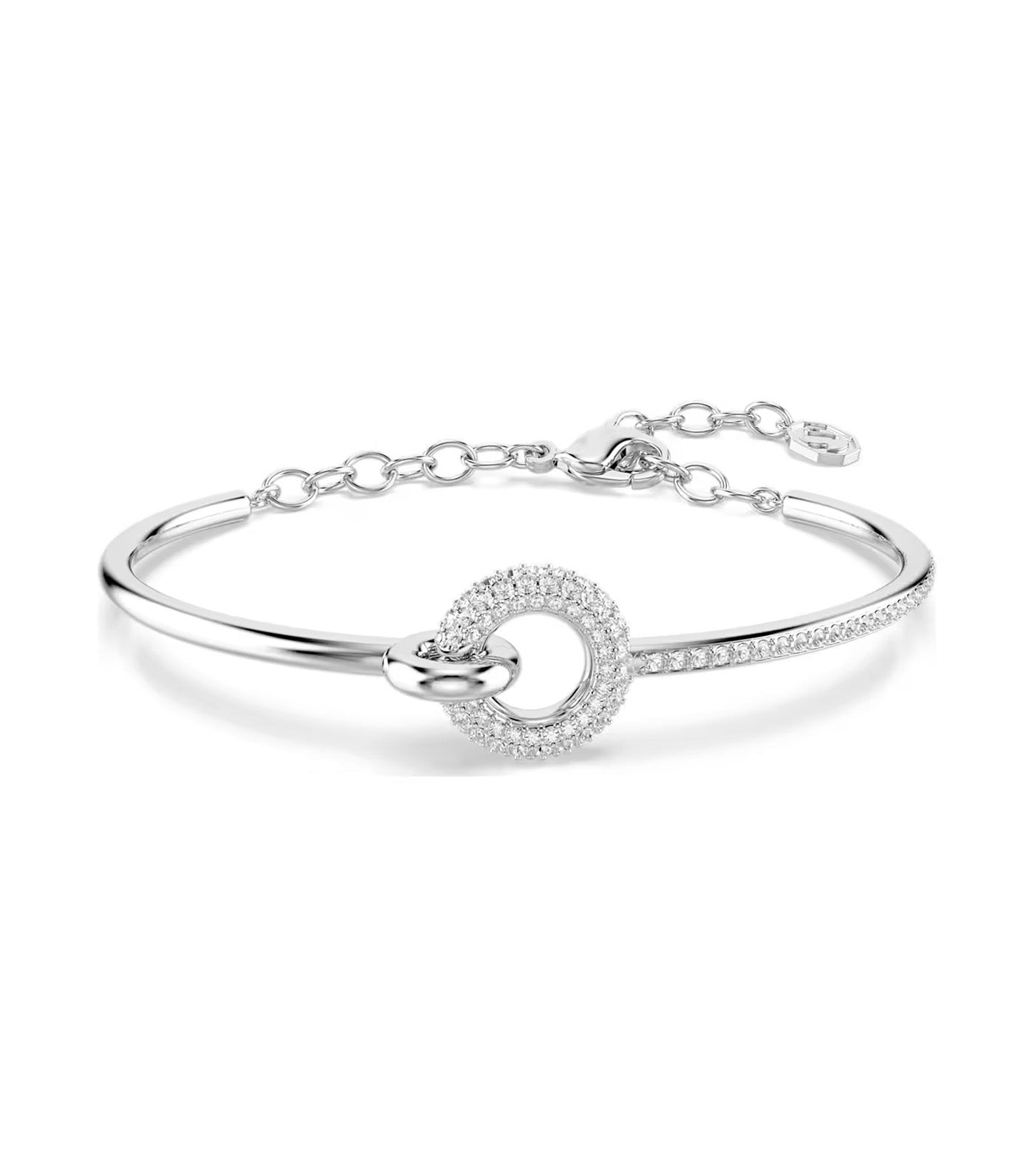 Dextera Bangle Round Cut, Rhodium Plated, White