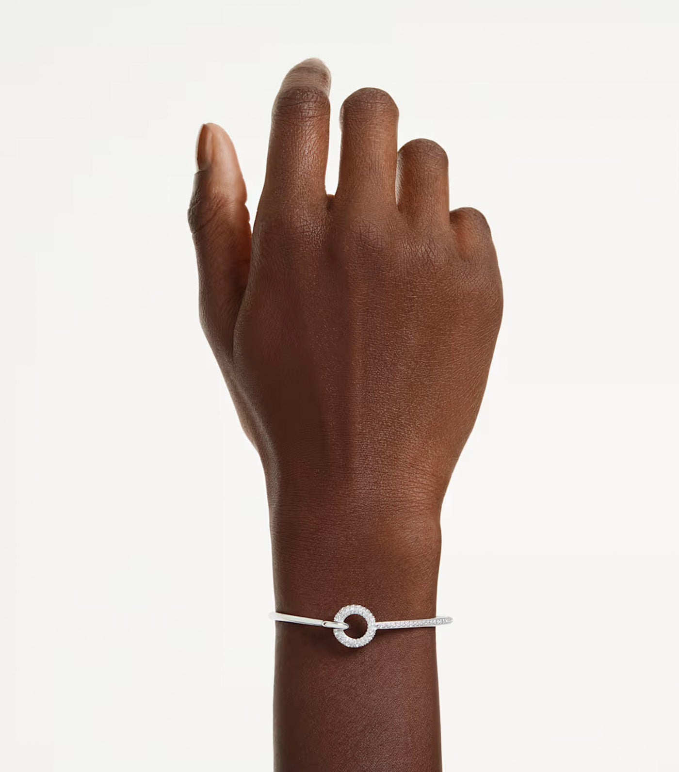 Dextera Bangle Round Cut, Rhodium Plated, White