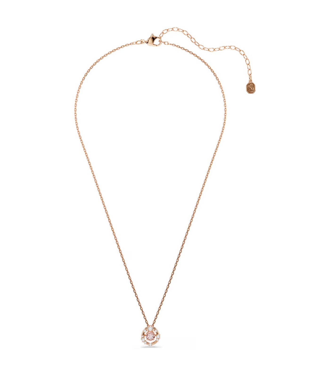Constella Pendant Round Cut, Dancing Stone, Rose Gold-Tone Plated, Pink