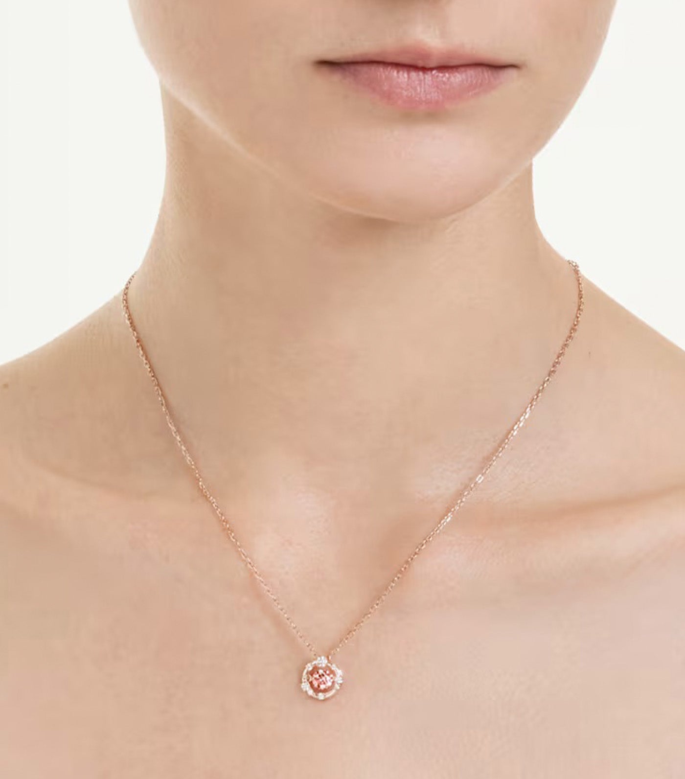 Constella Pendant Round Cut, Dancing Stone, Rose Gold-Tone Plated, Pink