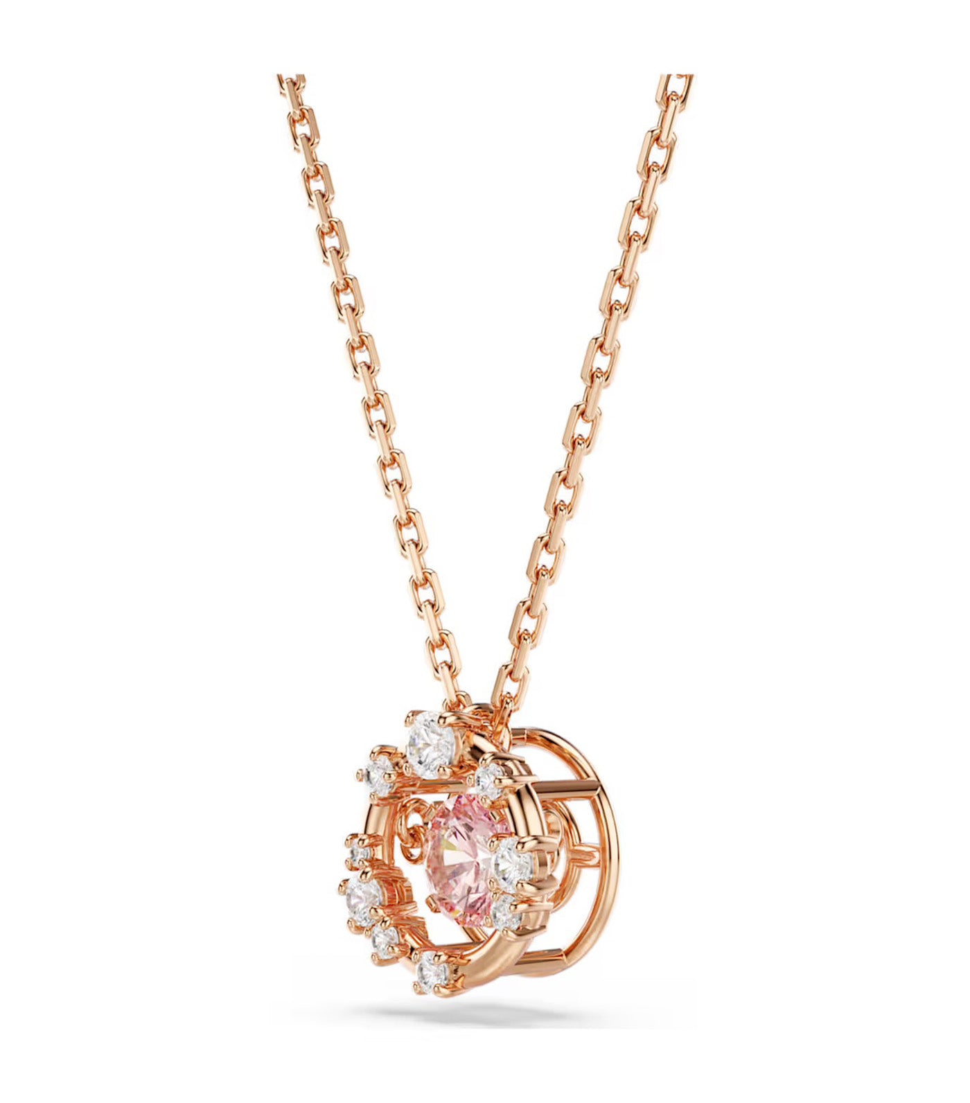 Constella Pendant Round Cut, Dancing Stone, Rose Gold-Tone Plated, Pink