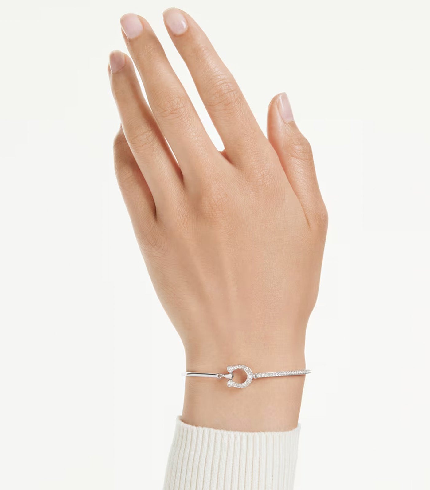 Symbolica Bracelet Pavé, Horse Shoe, Rhodium Plated, White