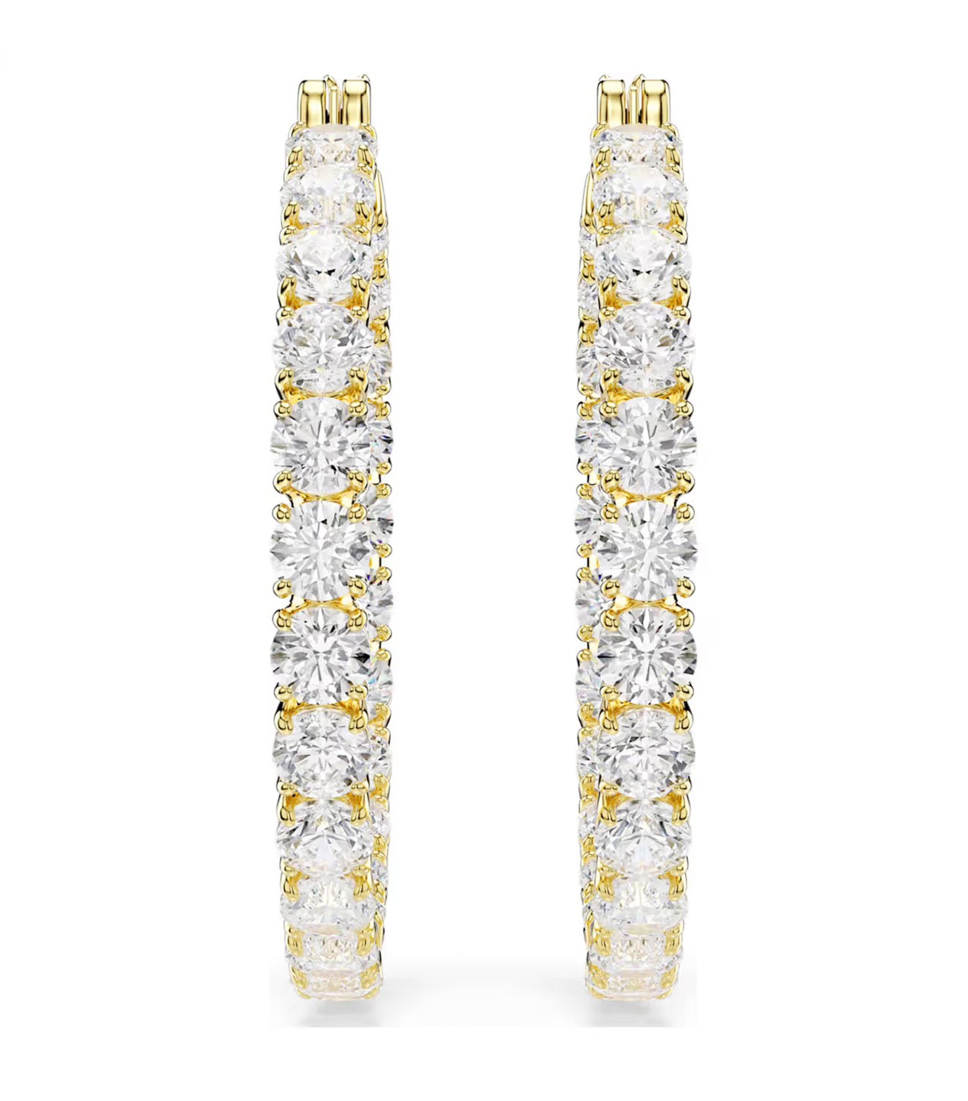 Matrix Hoop Earrings Round Cut, Gold-Tone Plated, White