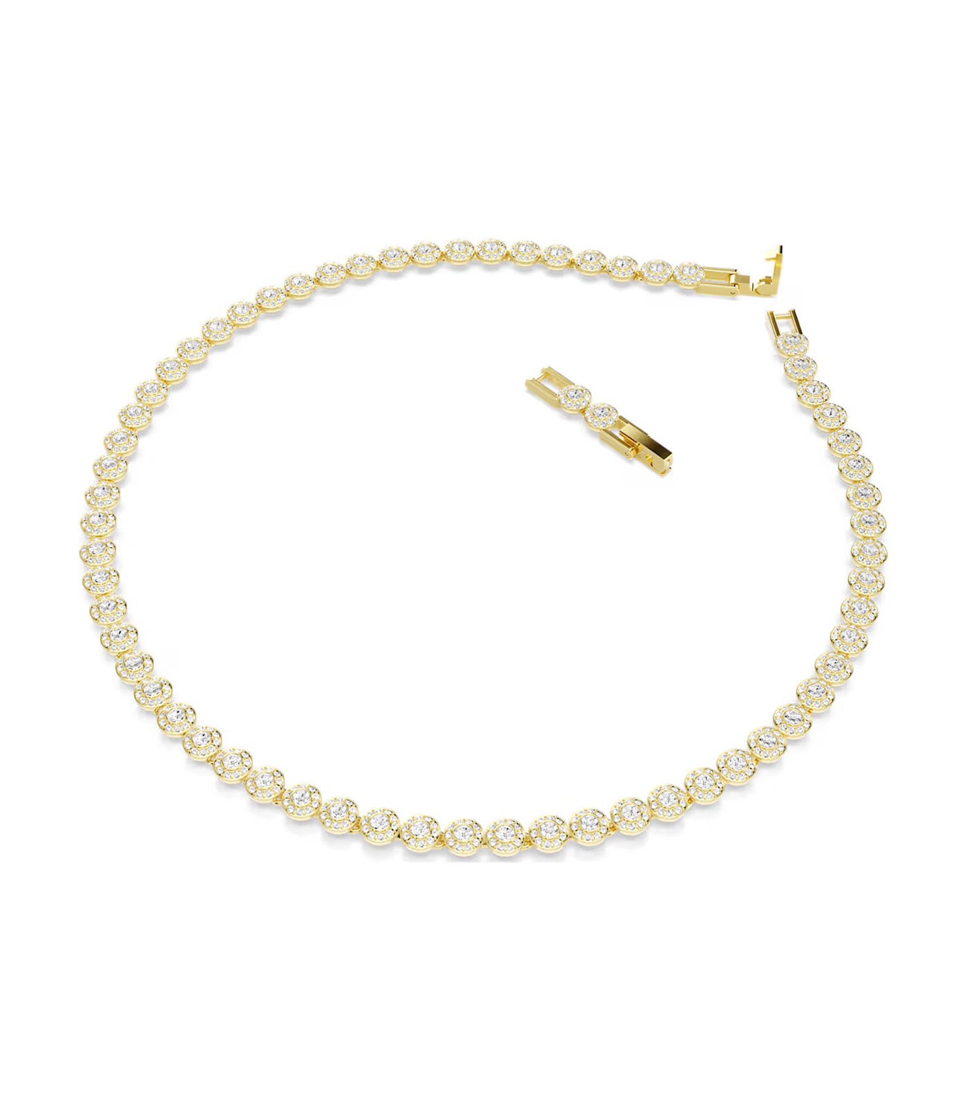 Una Angelic Necklace Round Cut, Gold-Tone Plated, Small, White