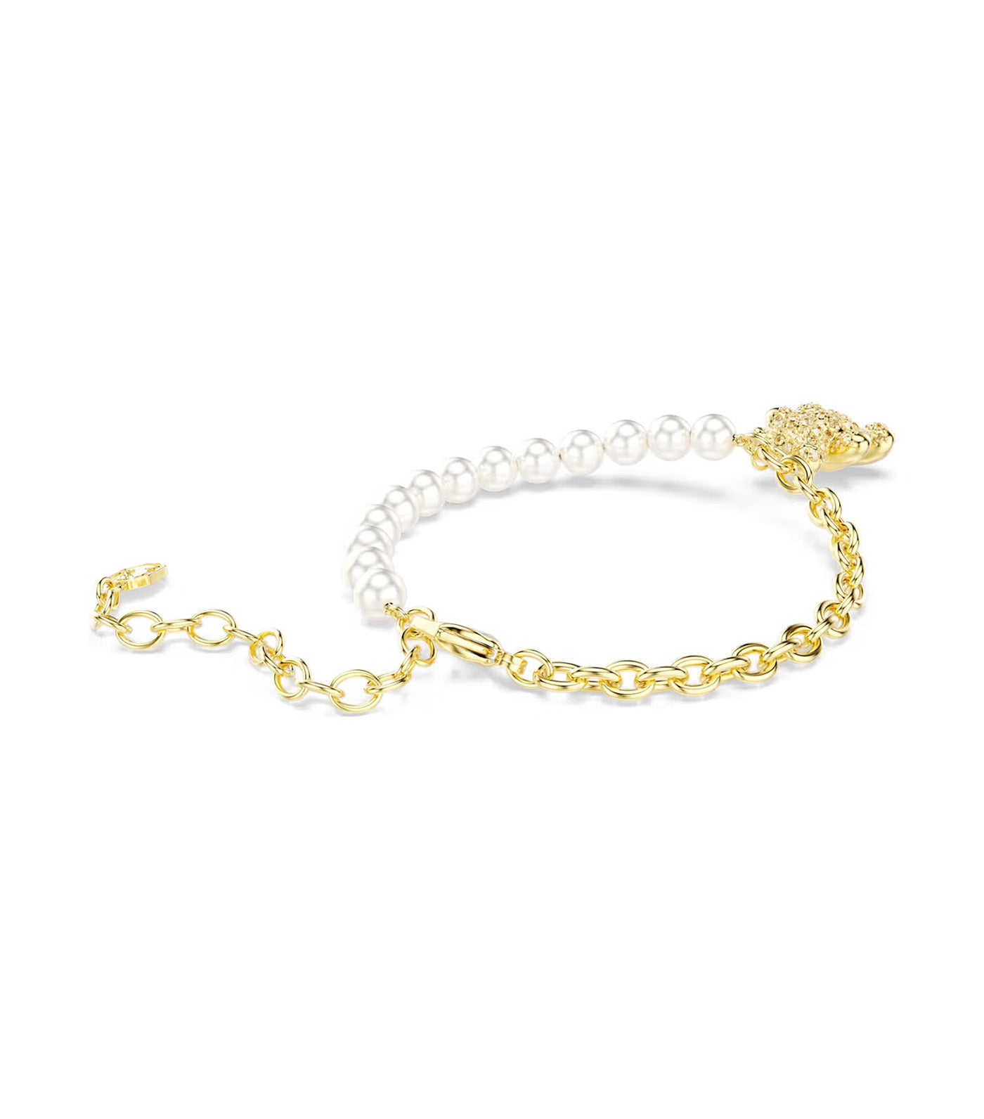 Idyllia Bracelet Crystal Pearl, Round Cut, Teddy, Gold-Tone Plated, Gold Tone
