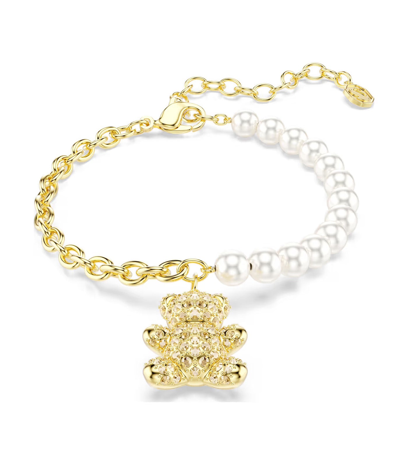 Idyllia Bracelet Crystal Pearl, Round Cut, Teddy, Gold-Tone Plated, Gold Tone