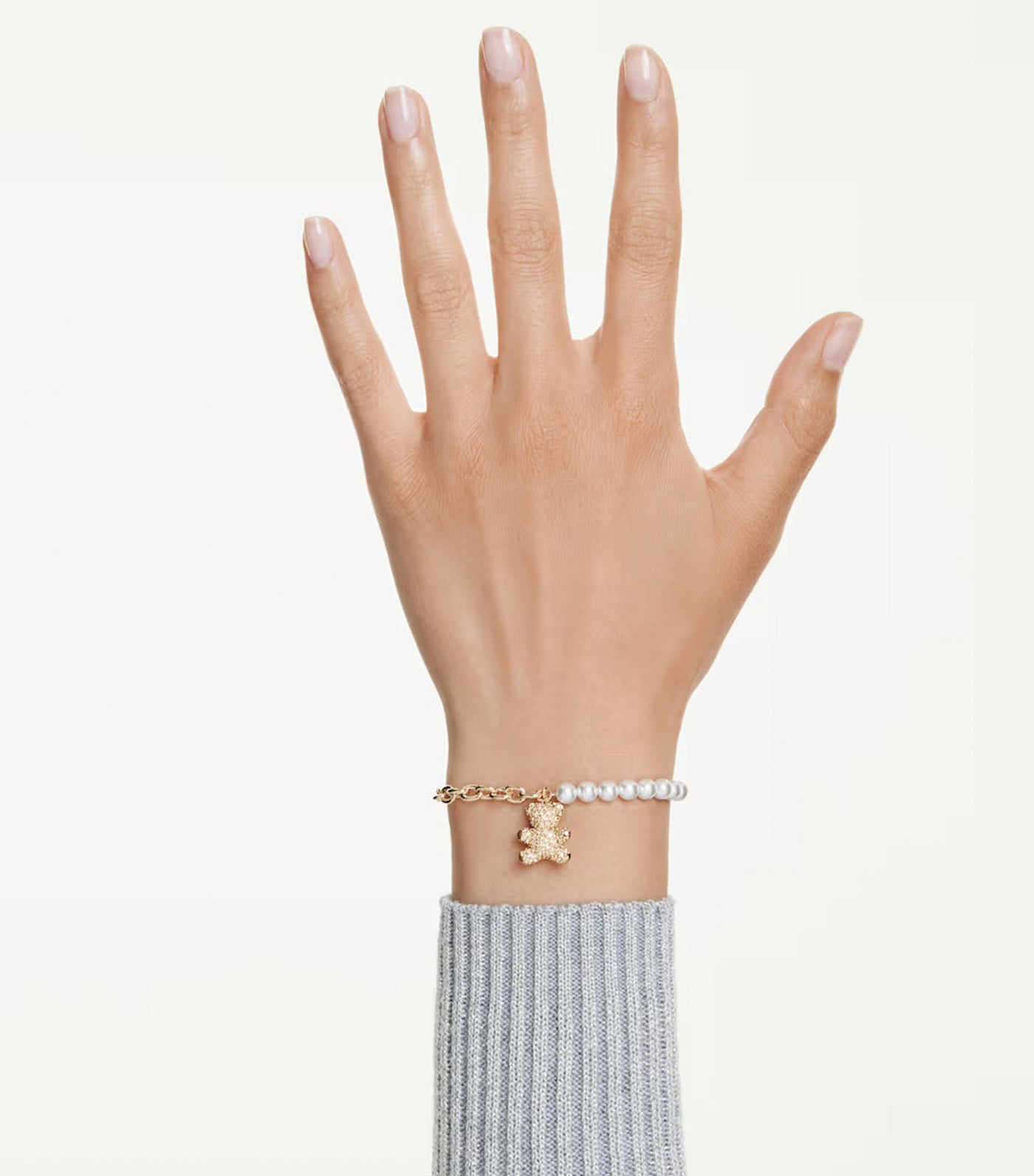 Idyllia Bracelet Crystal Pearl, Round Cut, Teddy, Gold-Tone Plated, Gold Tone