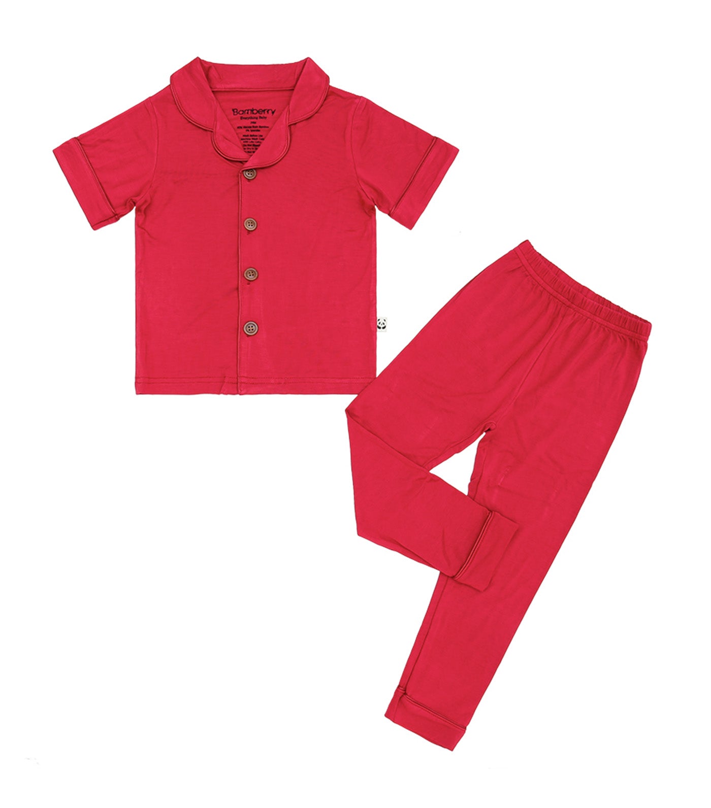 Short Sleeves Button Down PJ Set Berry Red