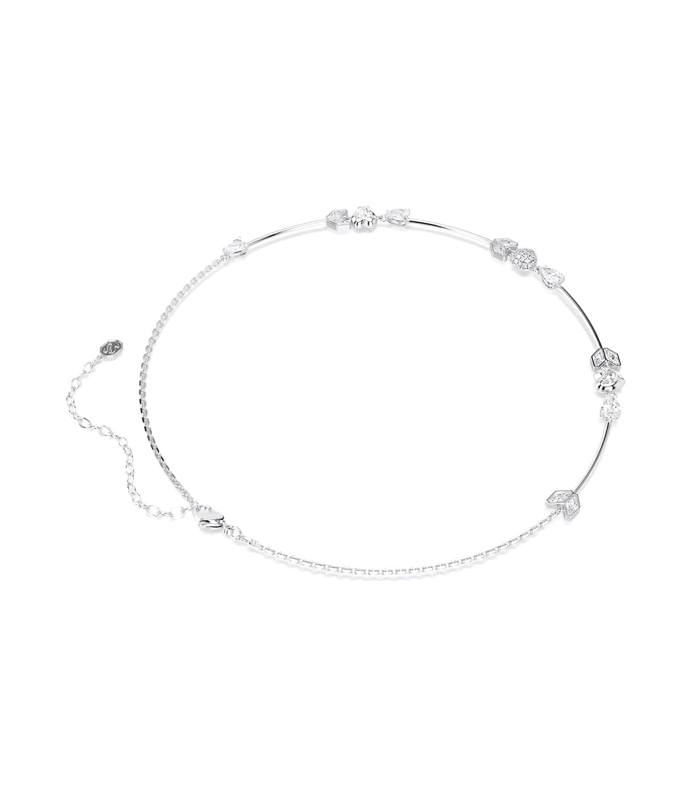 Idyllia Necklace Heart with Arrow, Rhodium Plated, White