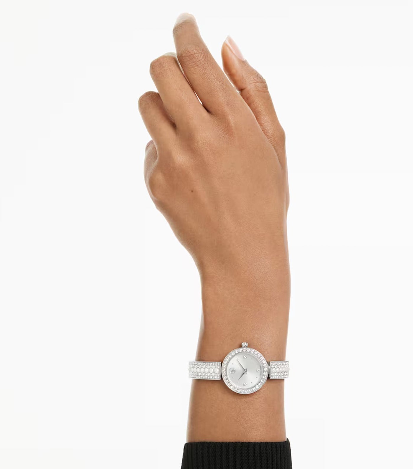 Matrix Pearl Bangle Watch Swiss Made, Crystal Bracelet, Stainless Steel, White