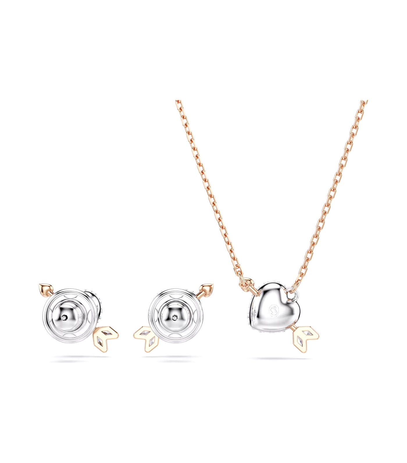 Idyllia set Mixed cuts, Heart with arrow, Rose gold-tone plated, White