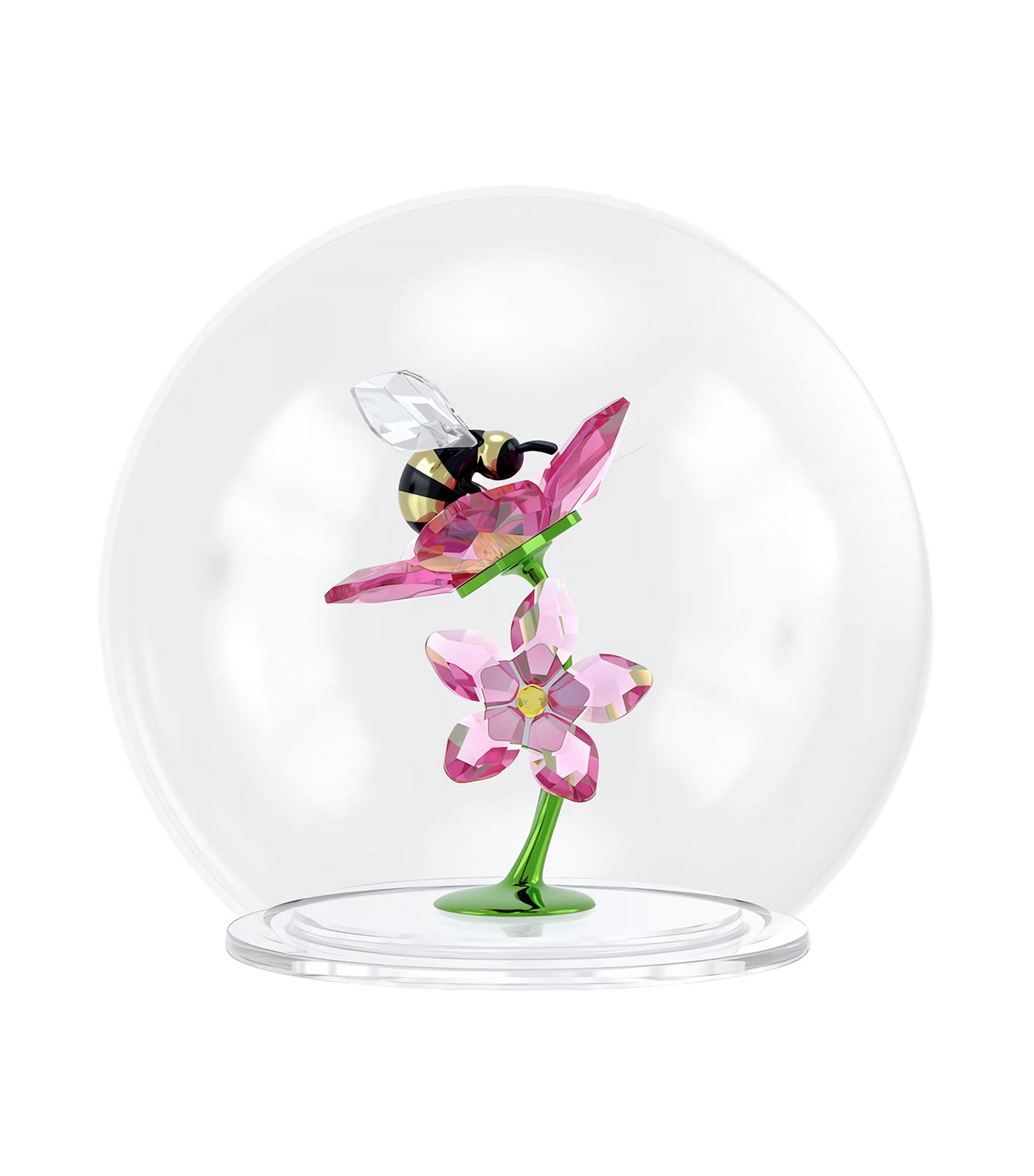 Idyllia Glass Ball Bee and Flowers Pink