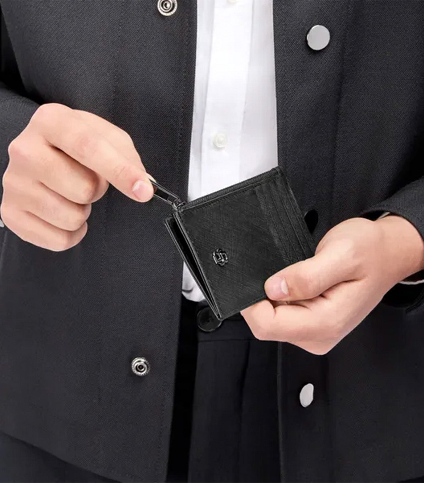 Hugo Boss Card Holder Zip Double B Black