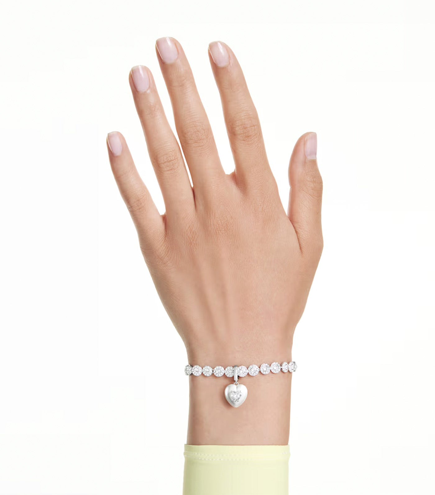 Idyllia Charm Mixed Cuts, Pearl-Colored Coating, Heart, Rhodium Plated, White