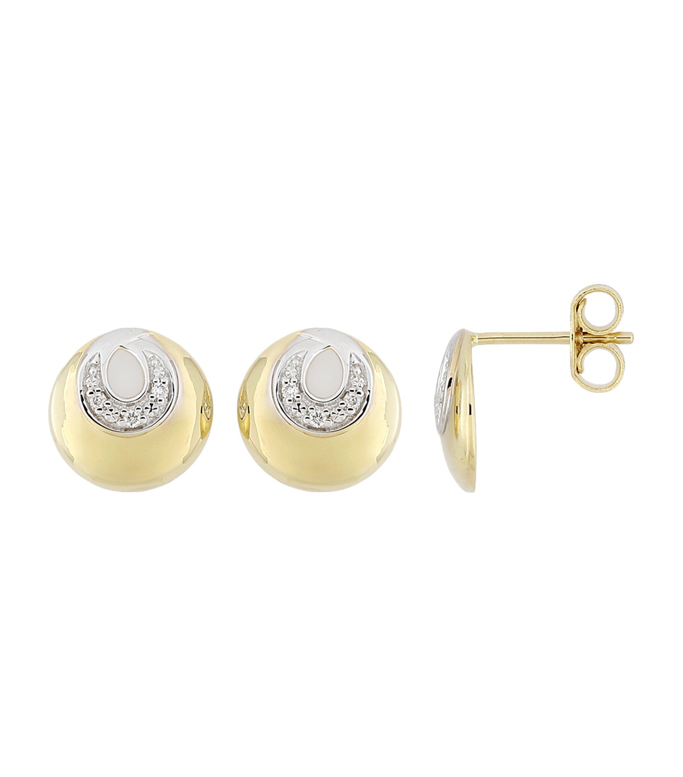 18K Earrings with White Rhodium and Diamond Yellow Gold