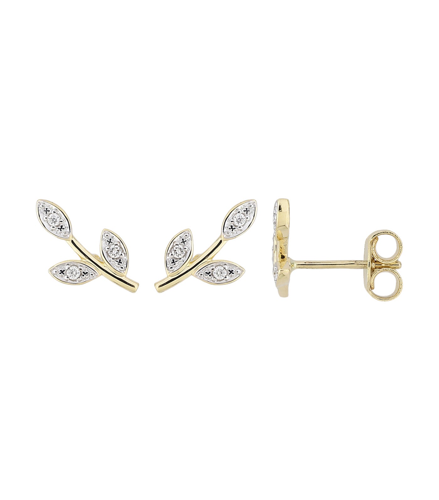 18K Earrings with White Rhodium and Diamond Yellow Gold