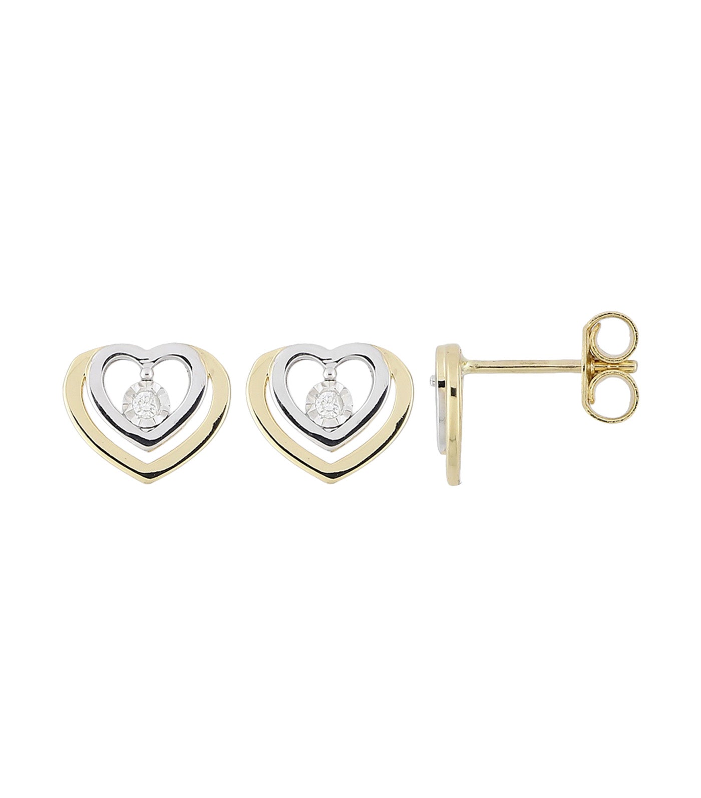 18K Earrings with White Rhodium and Diamond Yellow Gold