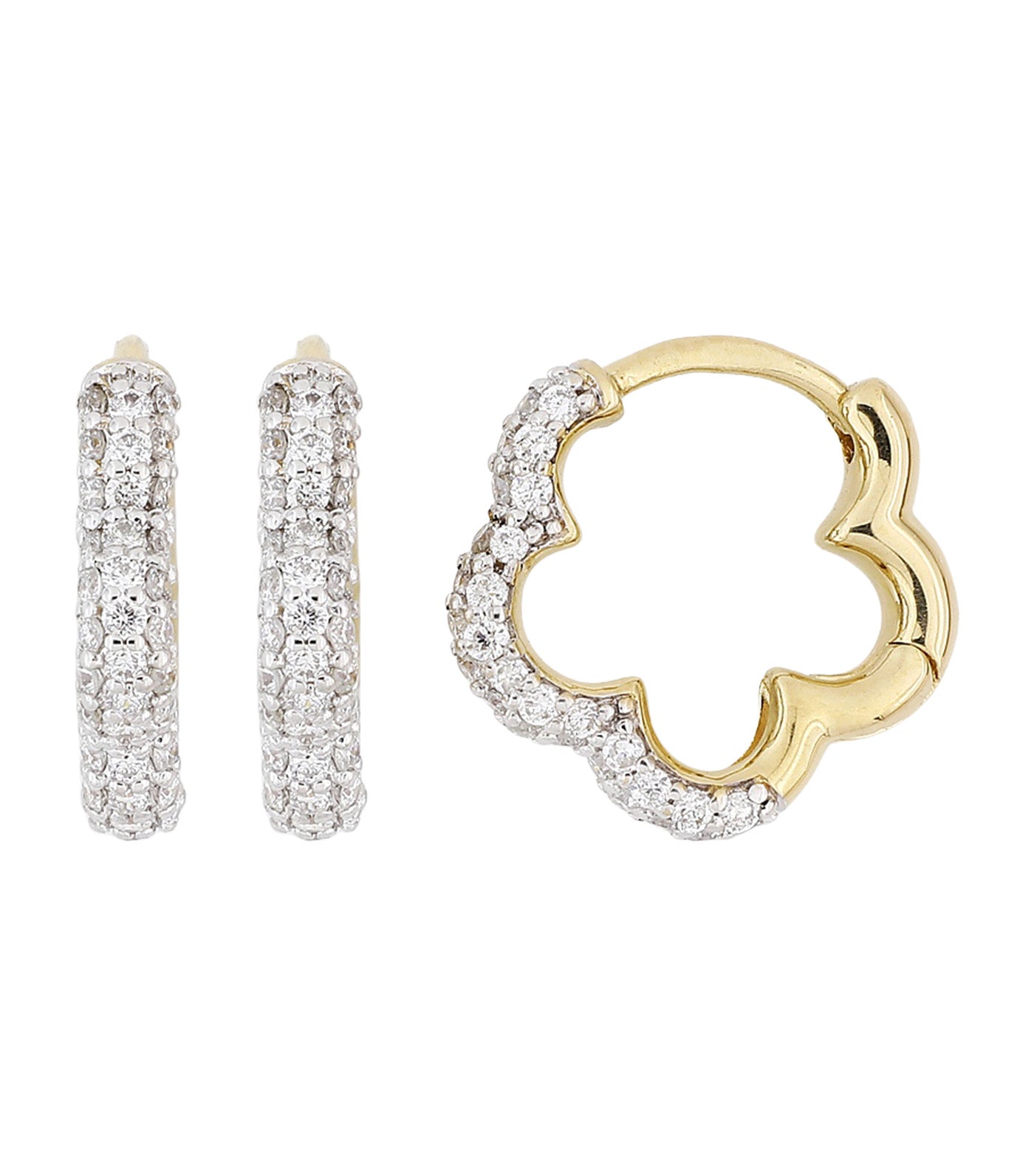 18K Yellow Gold Earrings with White Rhodium at Diamond