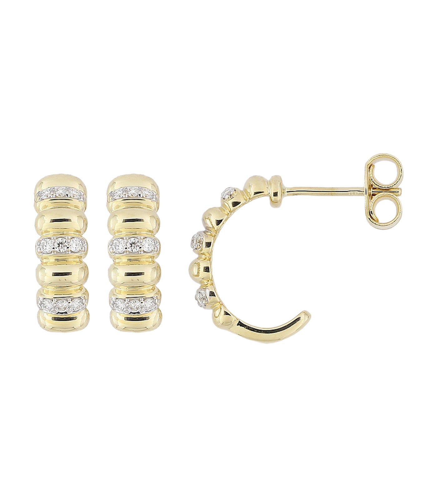 18K Yellow Gold Earrings with White Rhodium at Diamond