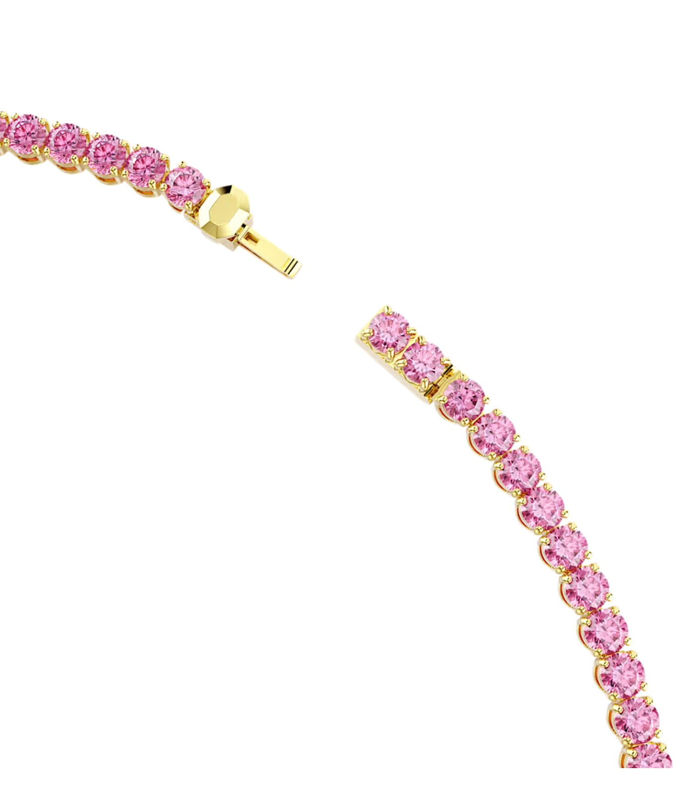 Matrix Tennis Necklace Round Cut, Gold-Tone Plated, Pink