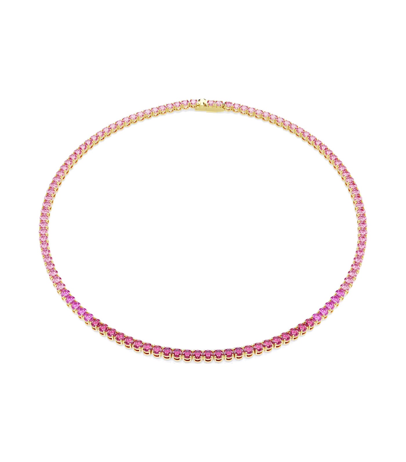 Swarovski Matrix Tennis Necklace Round Cut, Gold-Tone Plated, Pink