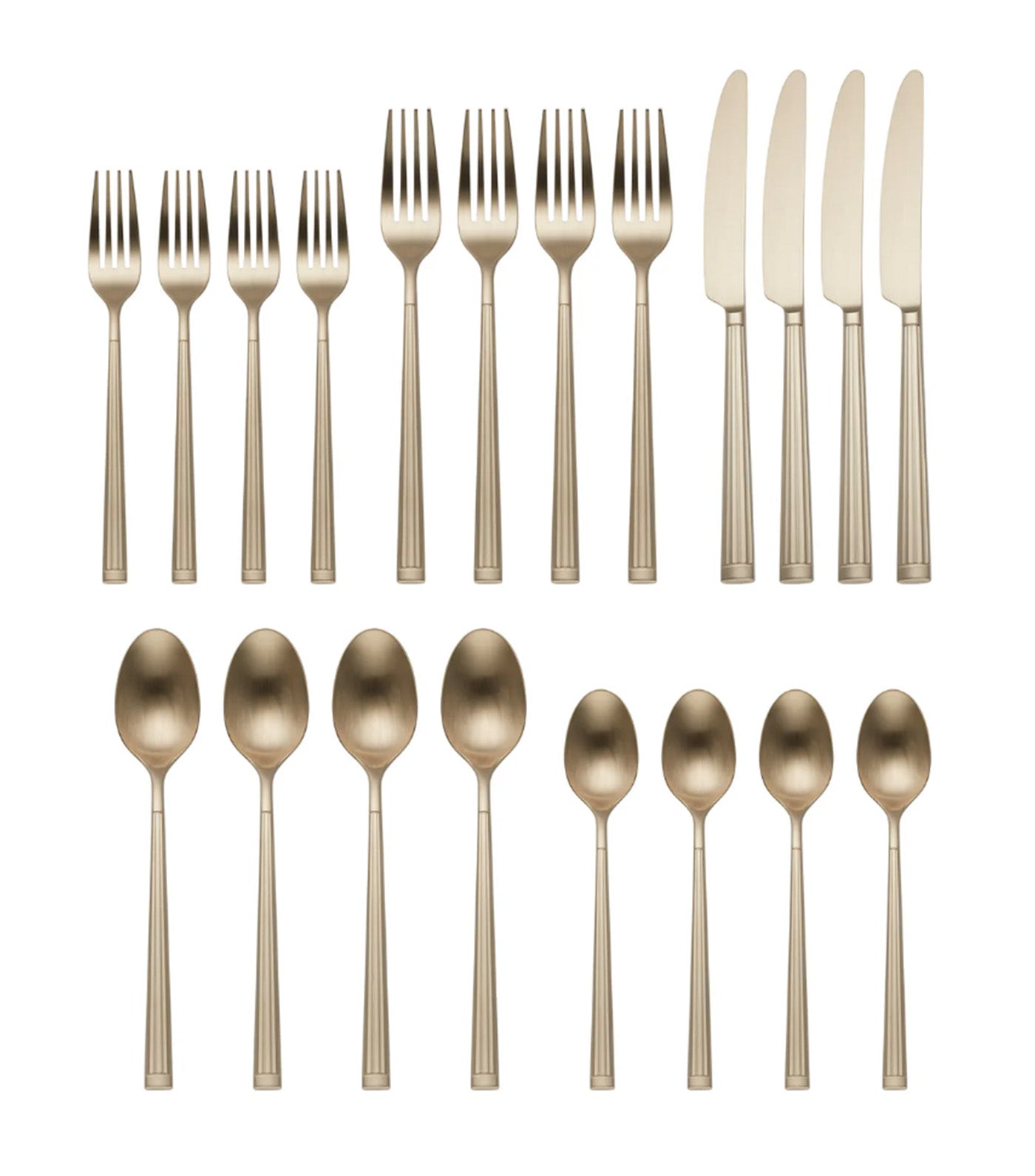 Robyn Satin Champagne Mist Stainless Steel 20-pc Flatware Set