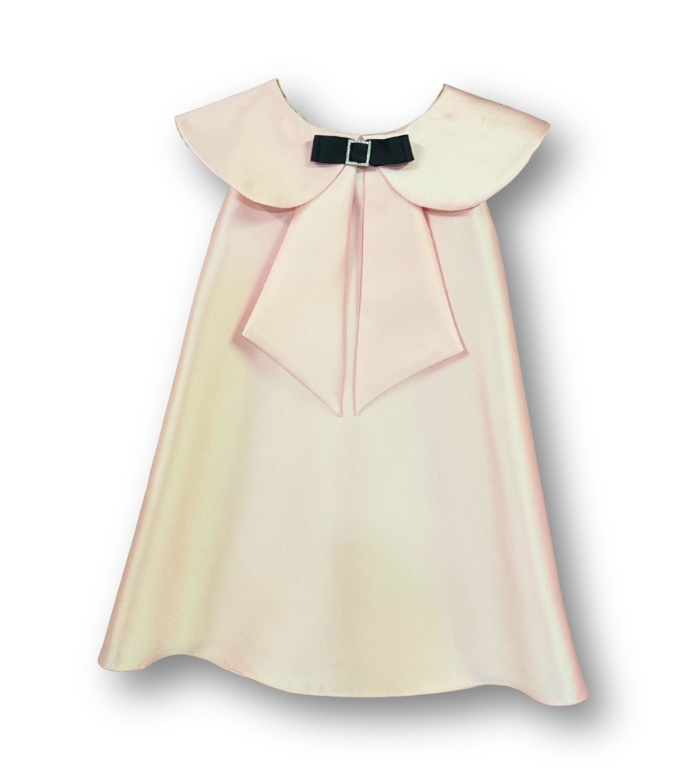 Maria Mikado A-Line Dress with Oversized Collar And Bow with Buckle Pink