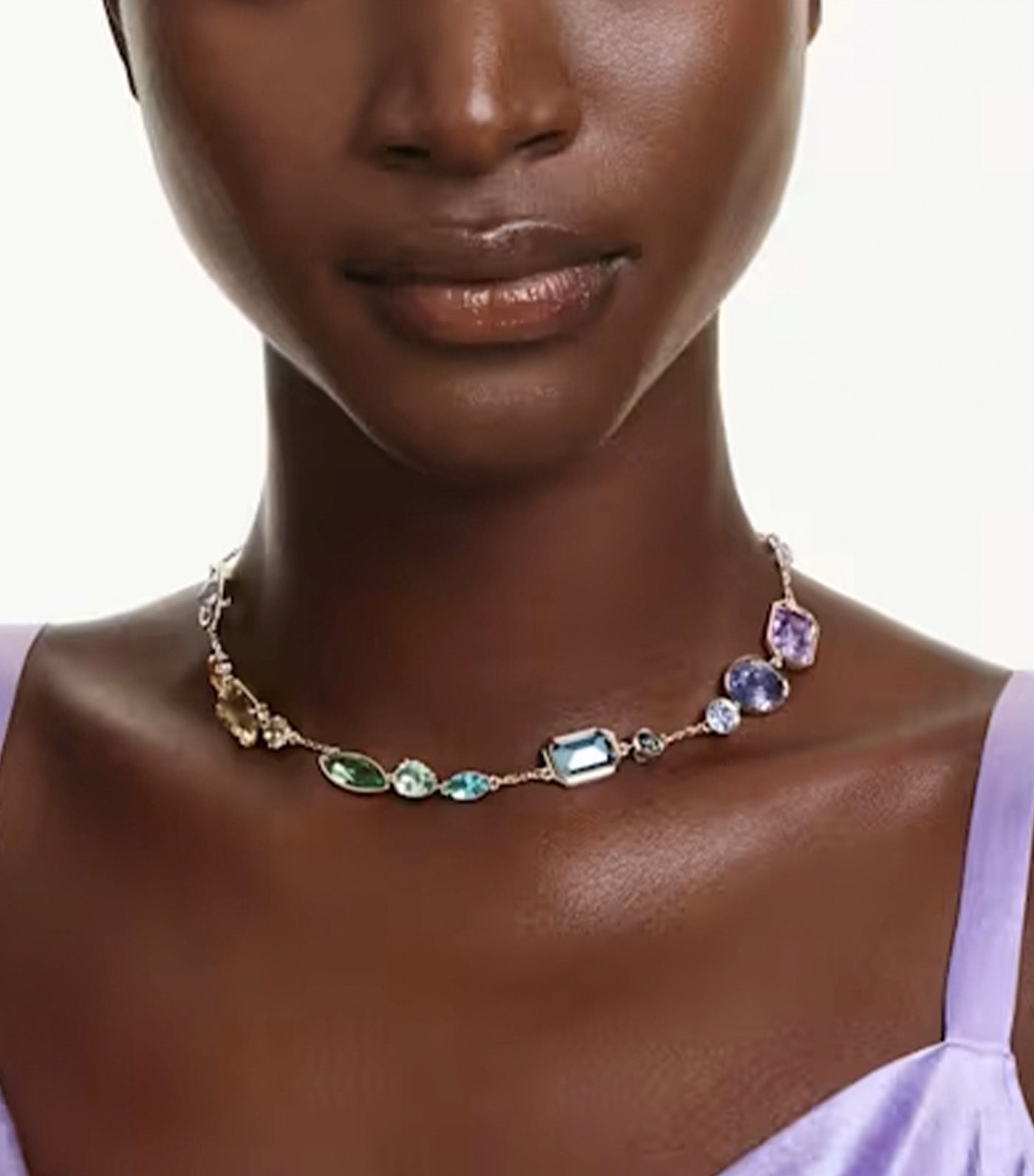 Gema Necklace Mixed Cuts, Multicolored, Gold-Tone Plated