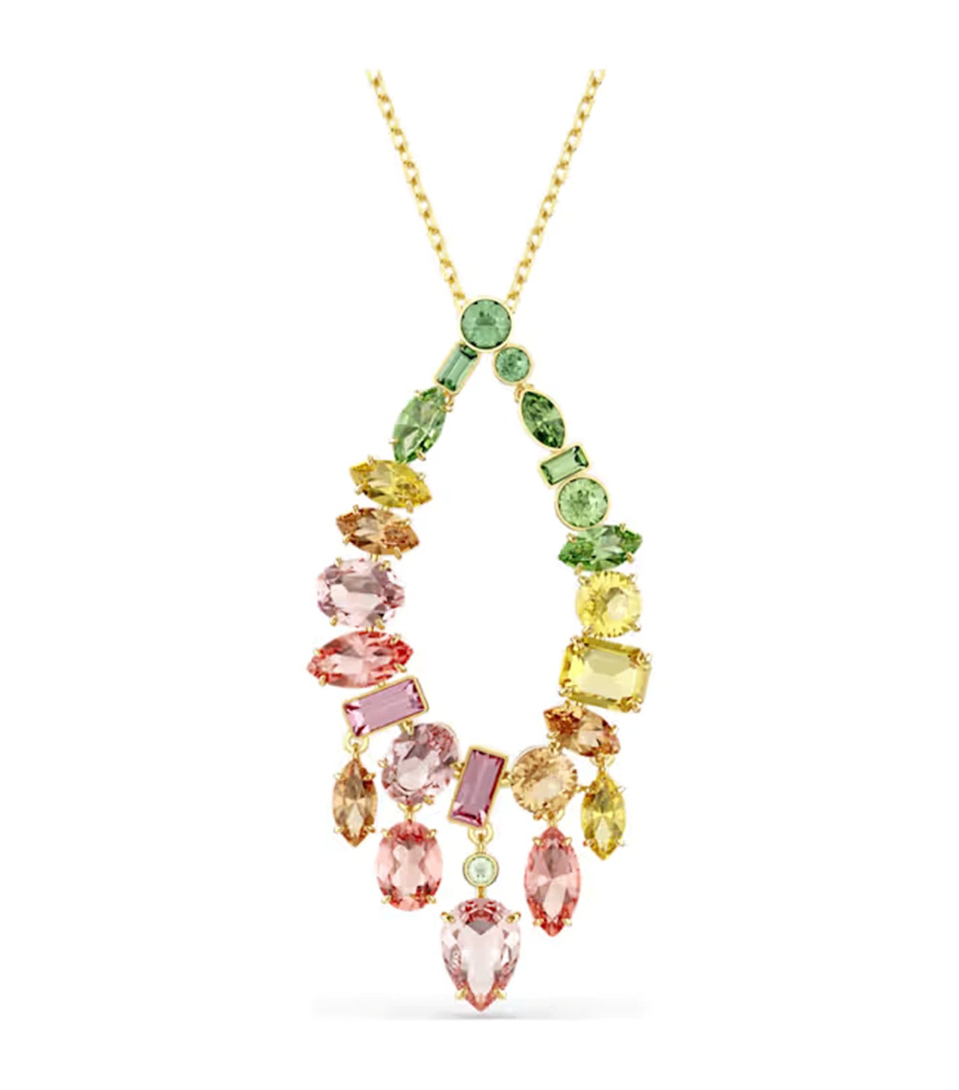 Gema Pendant Mixed Cuts, Multicolored, Gold-Tone Plated