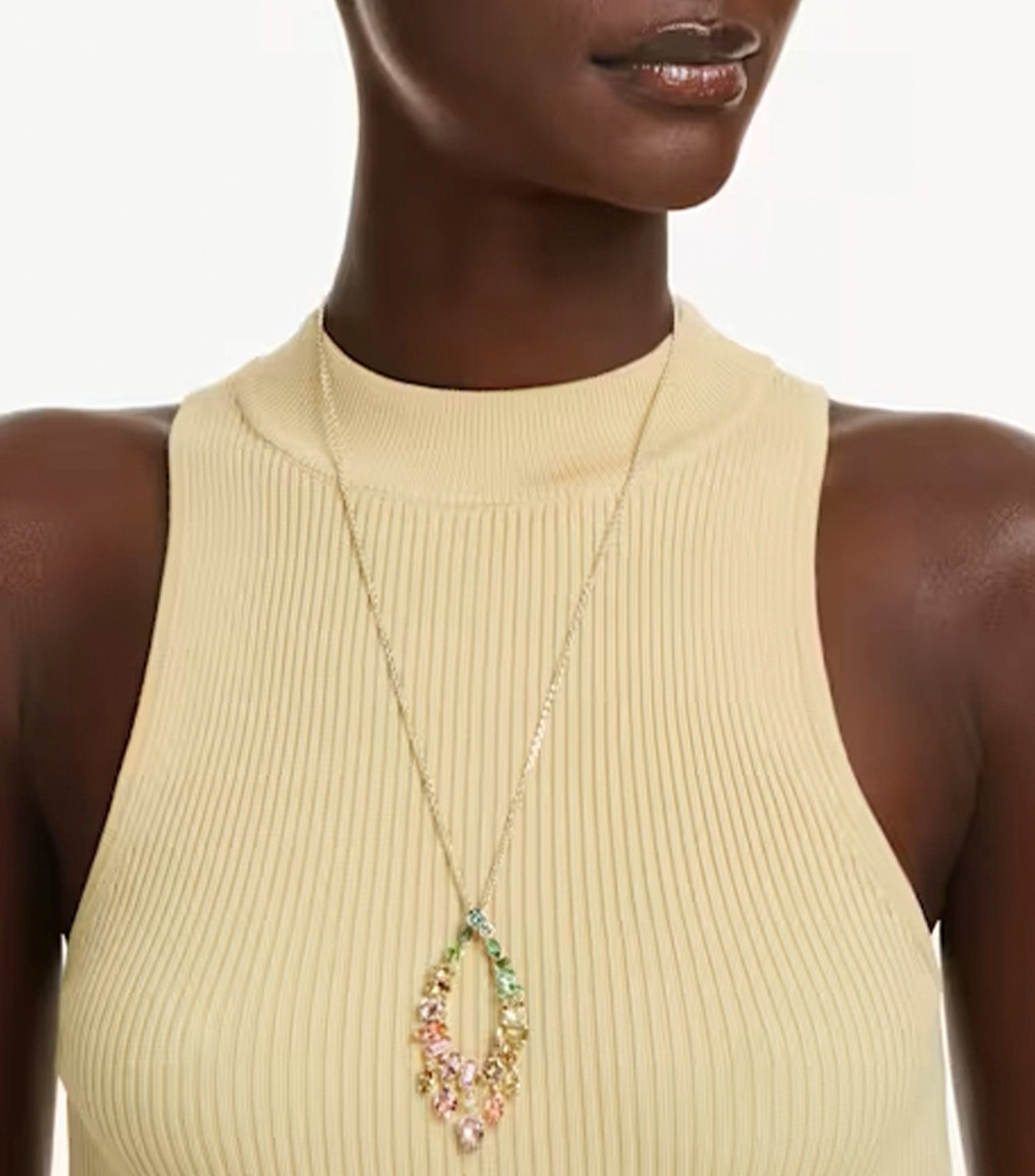 Gema Pendant Mixed Cuts, Multicolored, Gold-Tone Plated