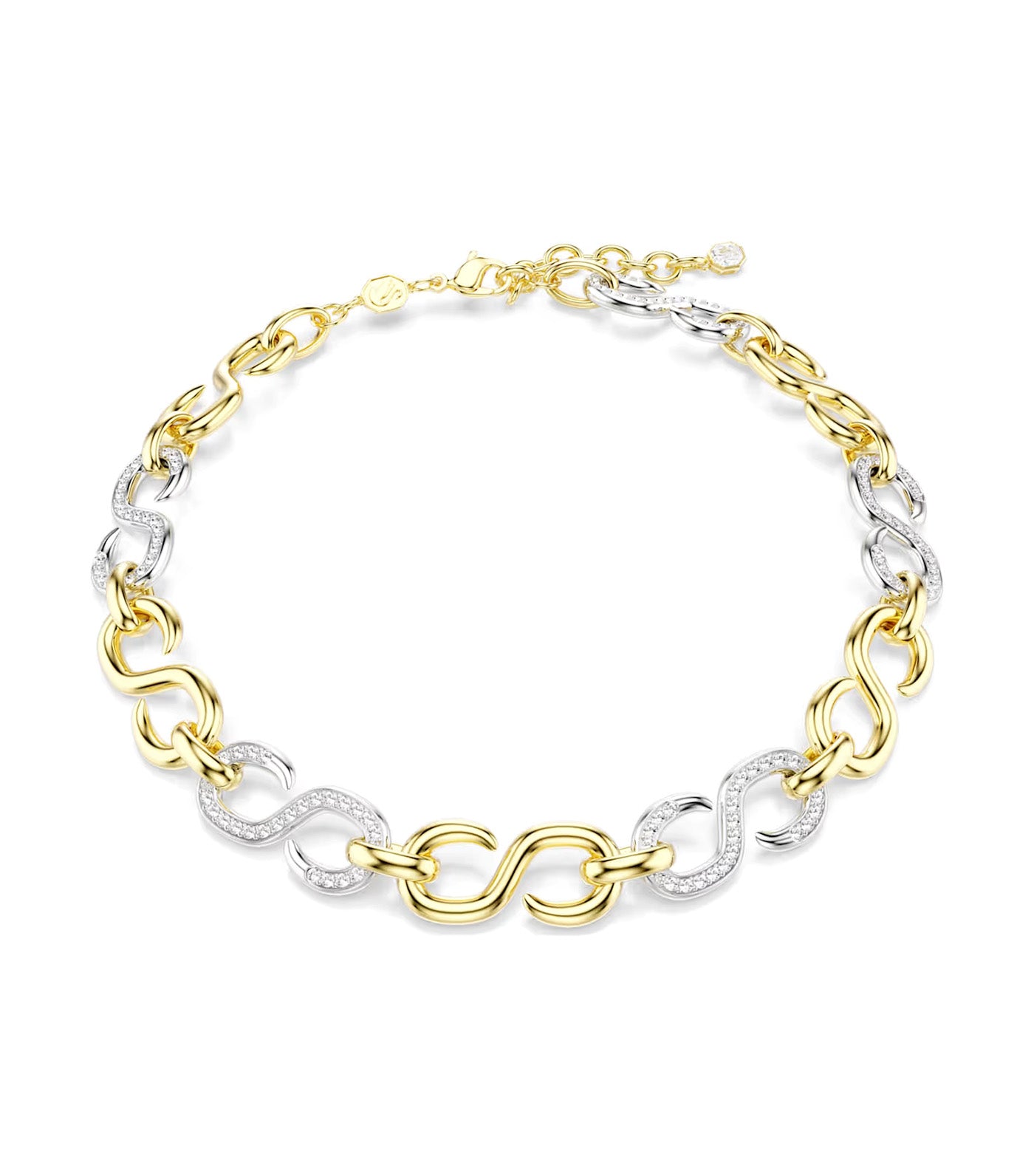 Dextera Necklace Round Cut, Chain, White, Mixed Metal Finish