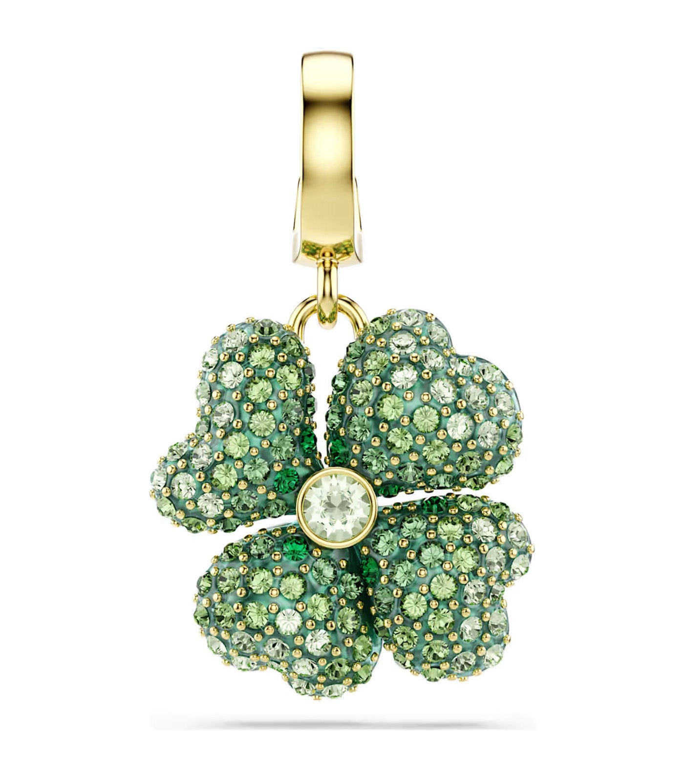 Idyllia Charm Clover, Green, Gold-Tone Plated