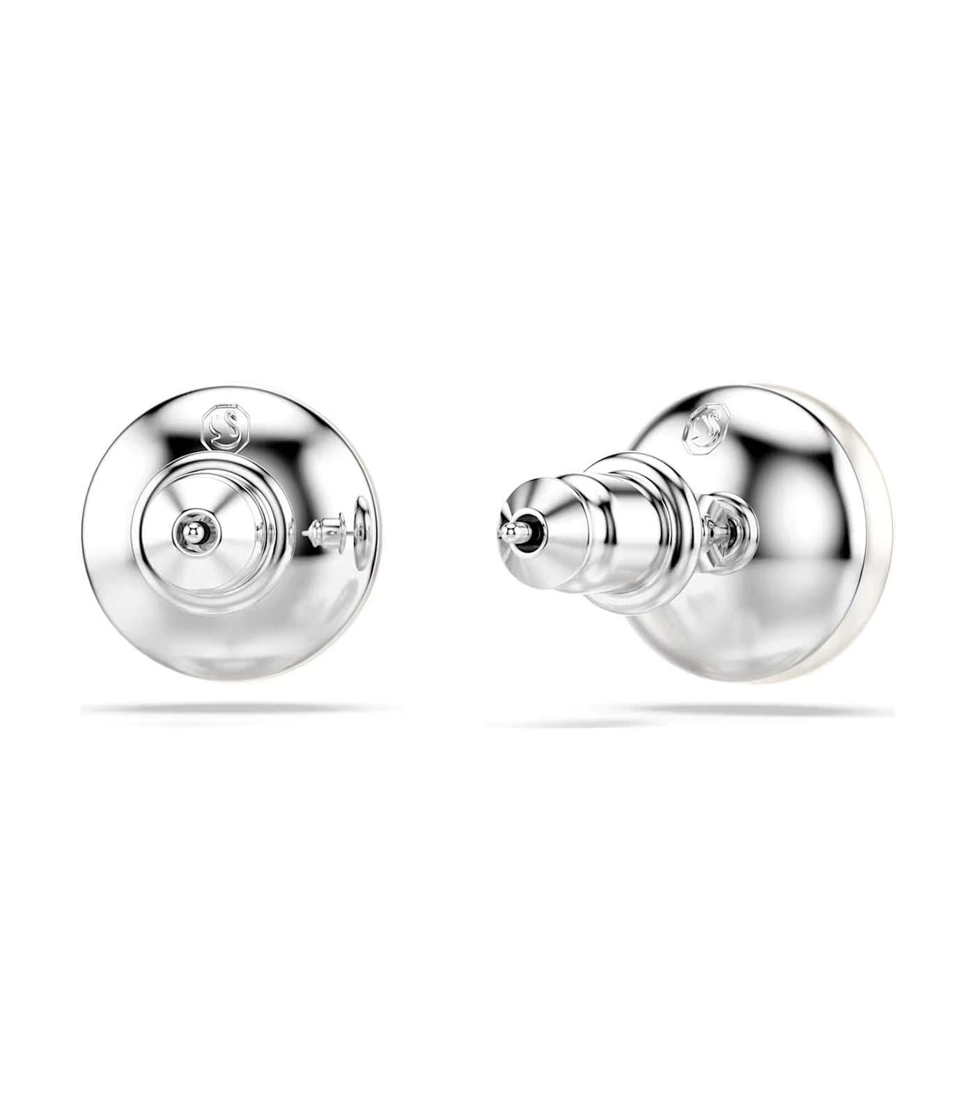 Matrix Stud Earrings Crystal Pearl, White, Rhodium Plated