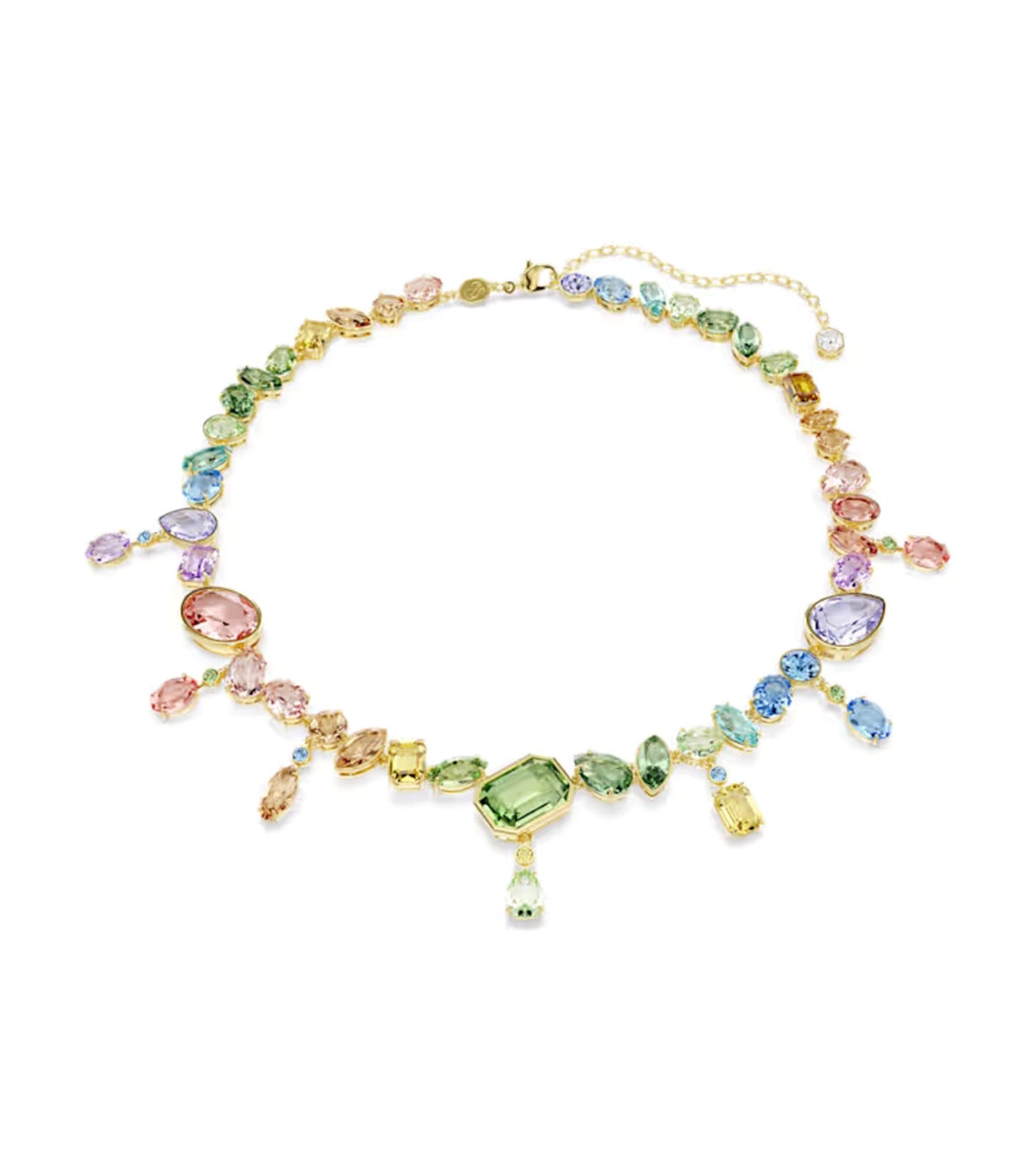 Gema Necklace Mixed Cuts, Dangling Crystals, Multicolored, Gold-Tone Plated