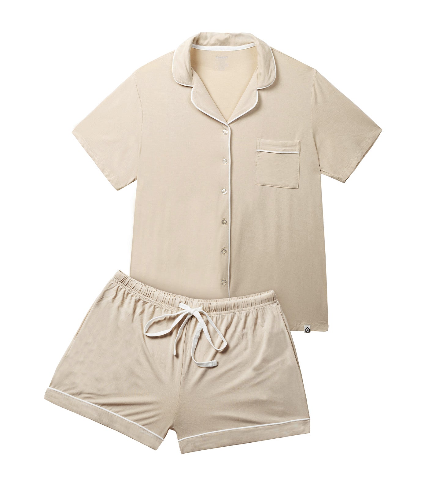 Kalma Irene Adult Organic Bamboo Short Sleeve Pajama Set Cream