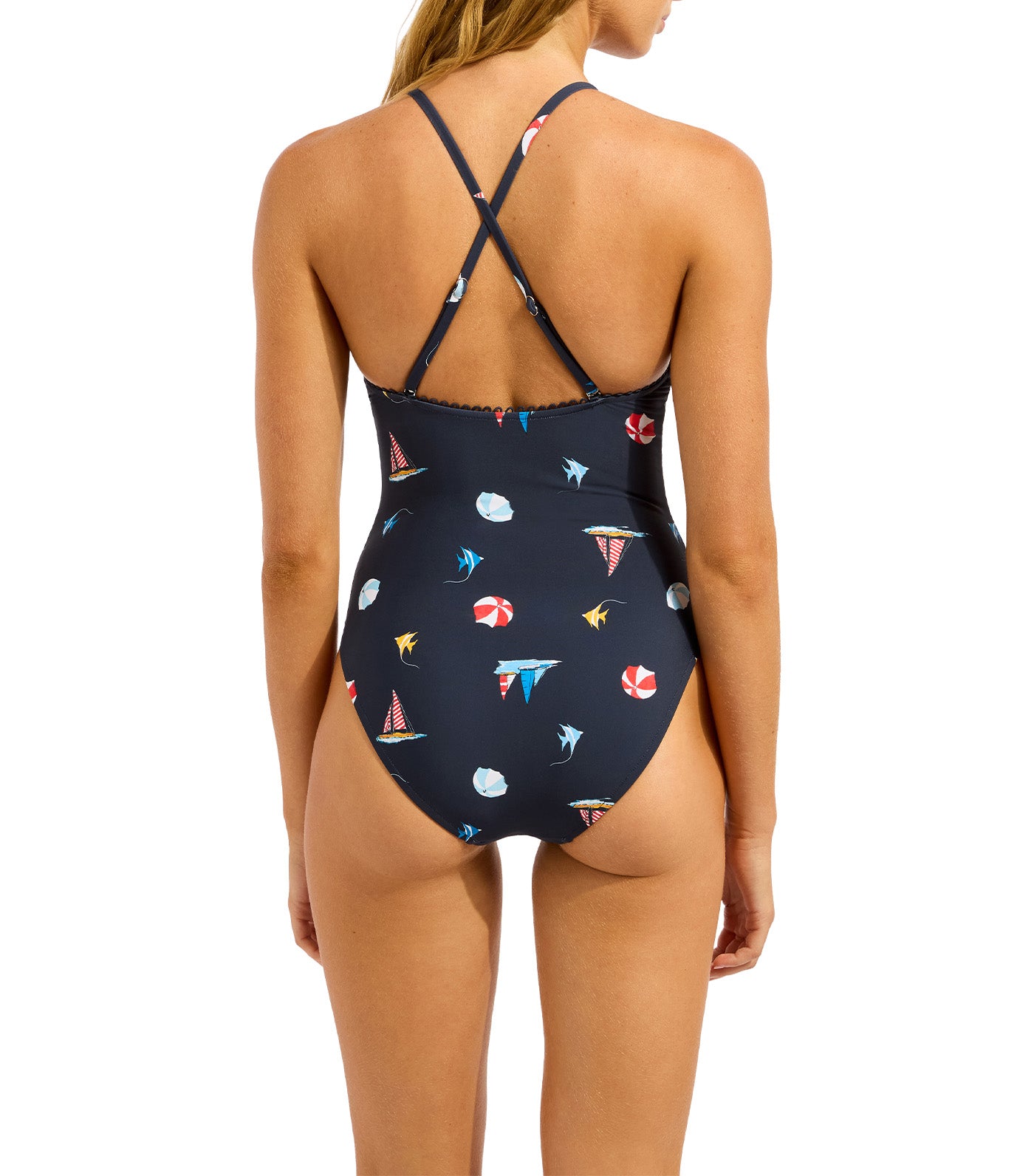 Beach Club V Neck One Piece True Navy