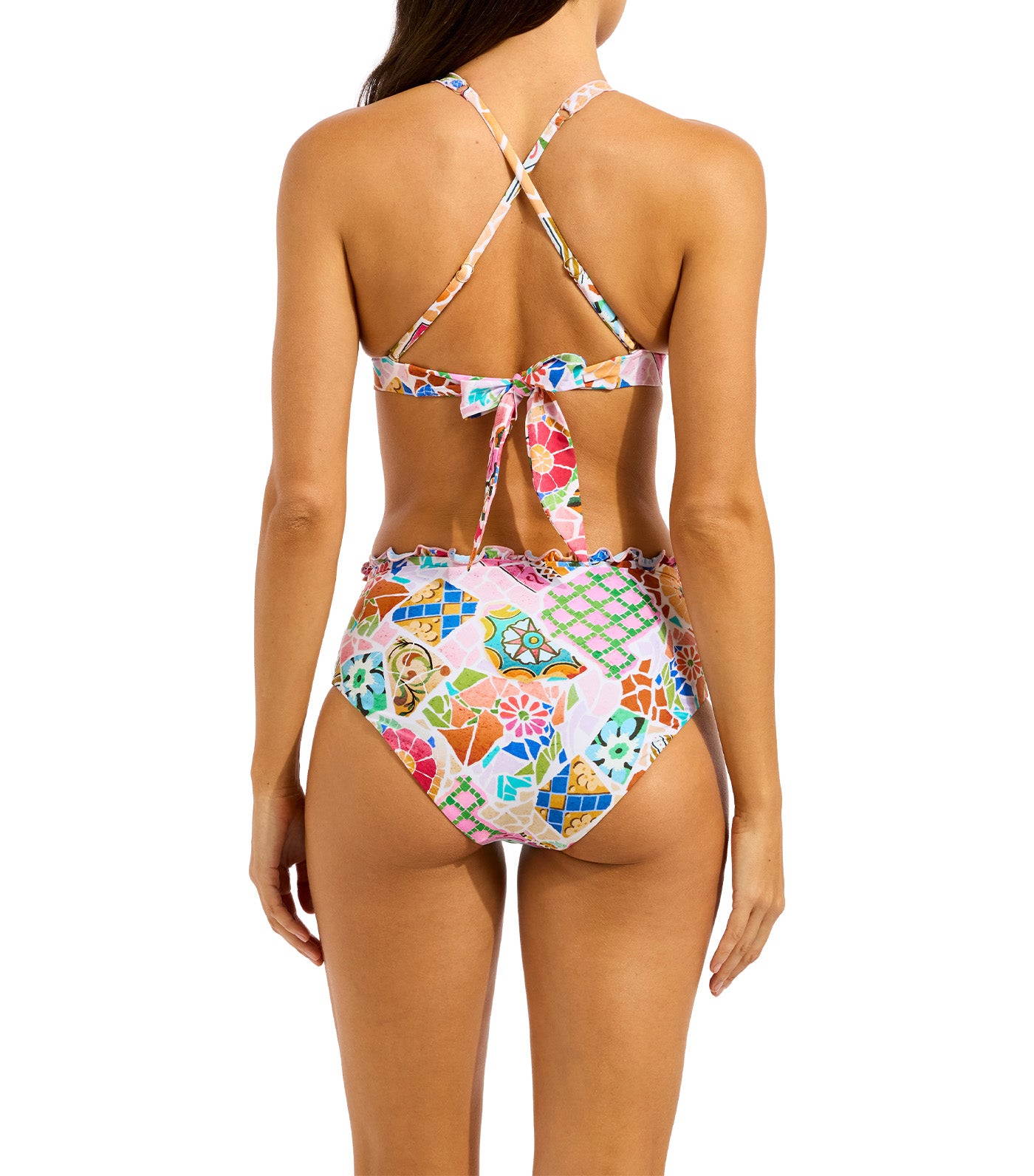Beach Boheme Multi Fit Longline Tri and High Waisted Pant Parfait Pink
