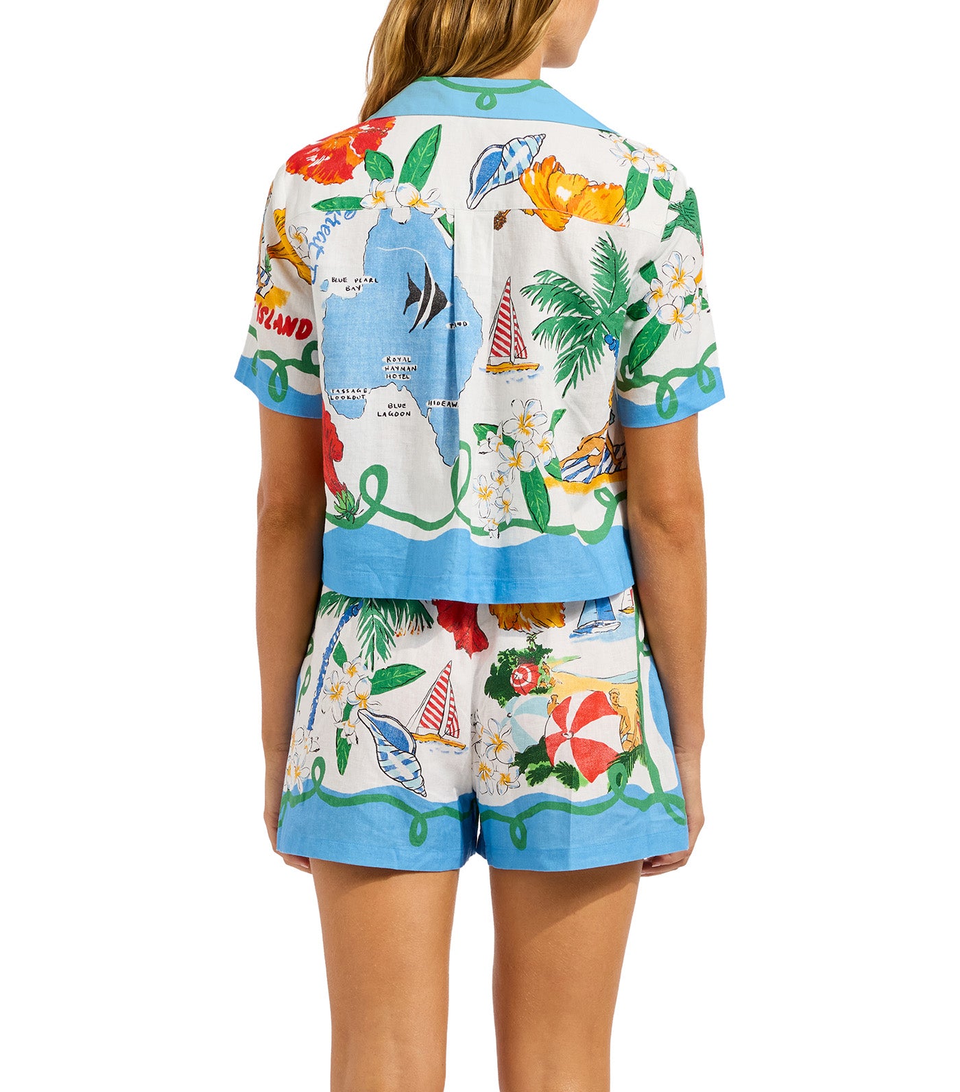 Viva Vacation Crop Shirt Powder Blue