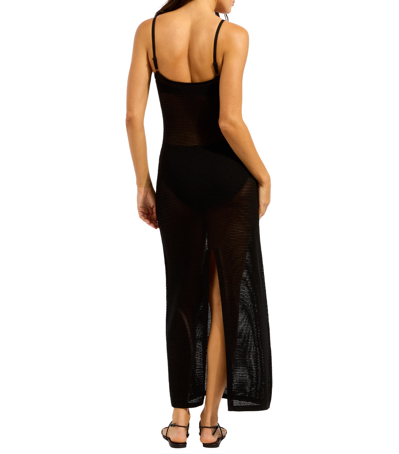 Beach Edit Crew Neck Maxi Knit Dress Black