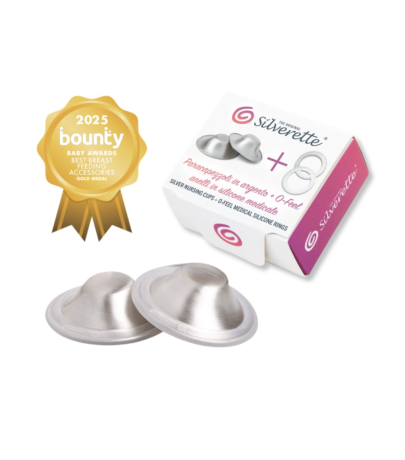 Nursing Cups Original 925 Silver + O-Feel® Silicone Rings