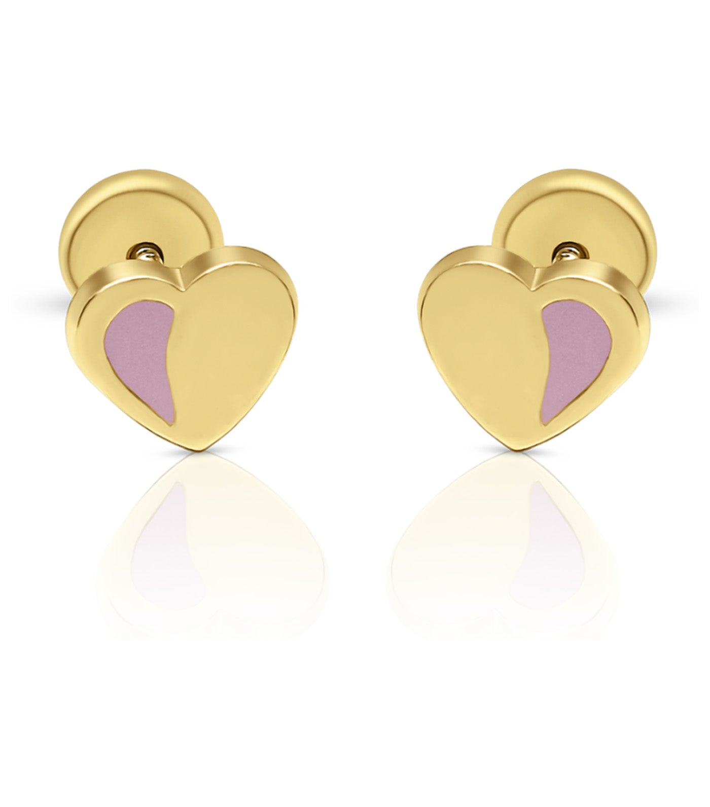 18K Enamel Heart Earrings Yellow Gold