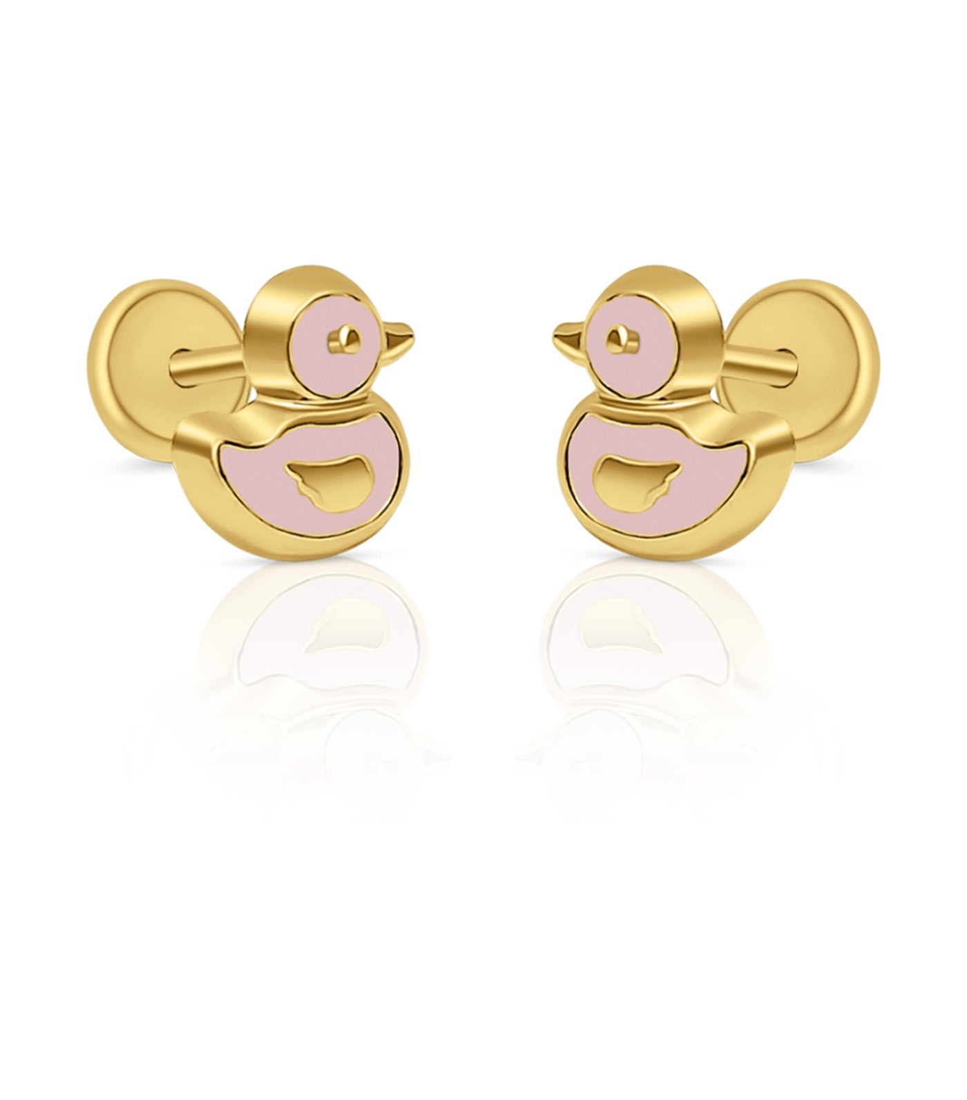 18K Enamel Duck Earrings Yellow Gold
